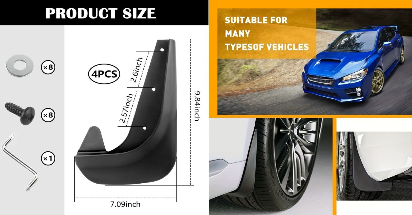 【Juego de 4 piezas con herramientas de instalación】Guardabarros para ruedas delanteras y traseras de coche, accesorios exteriores universales para guardabarros de rueda de coche