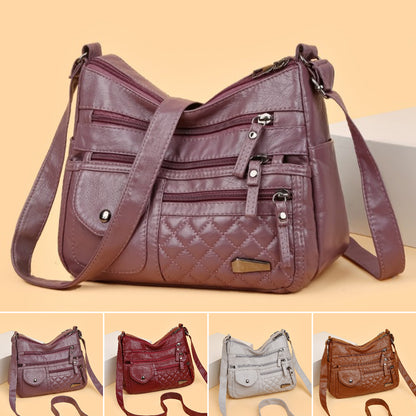 🔥Bolso de cuero suave de gran capacidad y múltiples capas para mujer