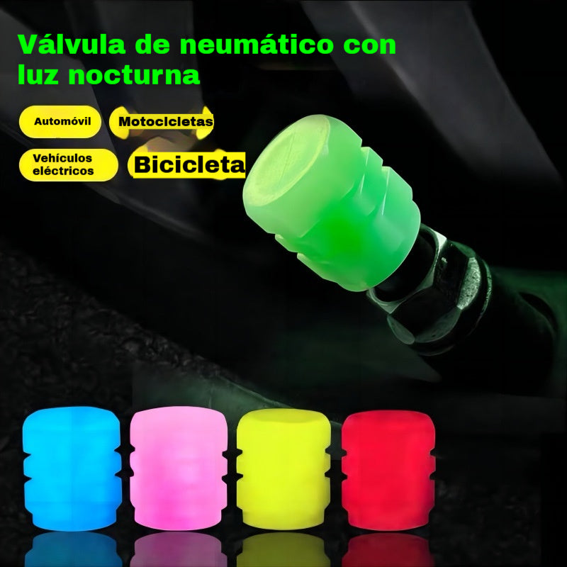 Tapas de válvulas luminosas para automóviles, vehículos eléctricos, motocicletas, bicicletas, camiones y neumáticos; tapas de válvulas reflectantes súper brillantes.