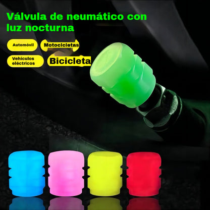 Tapas de válvulas luminosas para automóviles, vehículos eléctricos, motocicletas, bicicletas, camiones y neumáticos; tapas de válvulas reflectantes súper brillantes.