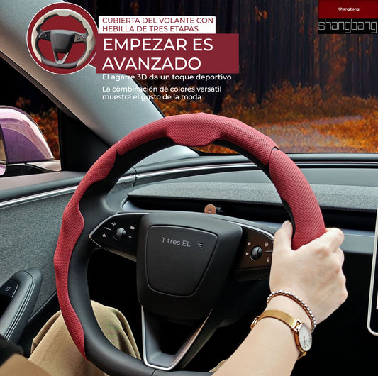 Volante de cuero para coche, adecuado para todas las estaciones, antideslizante, absorbe el sudor y resistente al desgaste.