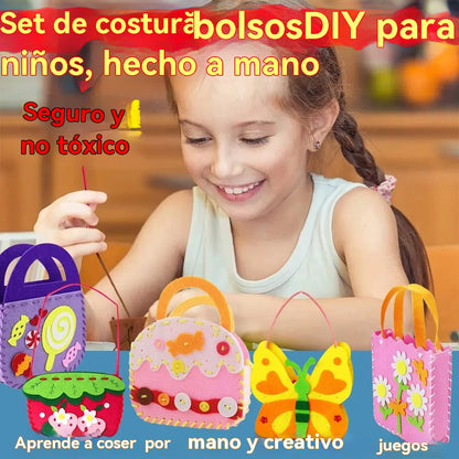 🎁🔥【8 piezas】Bolsos infantiles hechos a mano no tejidos DIY, el mejor regalo para los niños