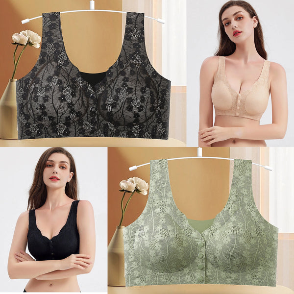 💖💖😍😍【49% de descuento】【Paquete de 2】Sujetador sin aros para mujer, cierre frontal ❤️【40-100 kg】