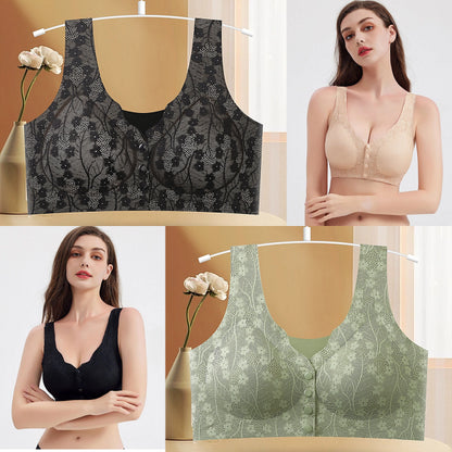 💖💖😍😍【49% de descuento】【Paquete de 2】Sujetador sin aros para mujer, cierre frontal ❤️【40-100 kg】