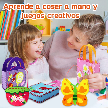 🎁🔥【8 piezas】Bolsos infantiles hechos a mano no tejidos DIY, el mejor regalo para los niños