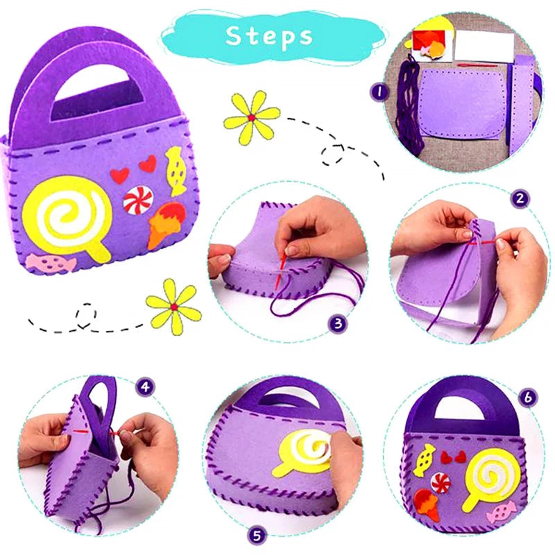 🎁🔥【8 piezas】Bolsos infantiles hechos a mano no tejidos DIY, el mejor regalo para los niños