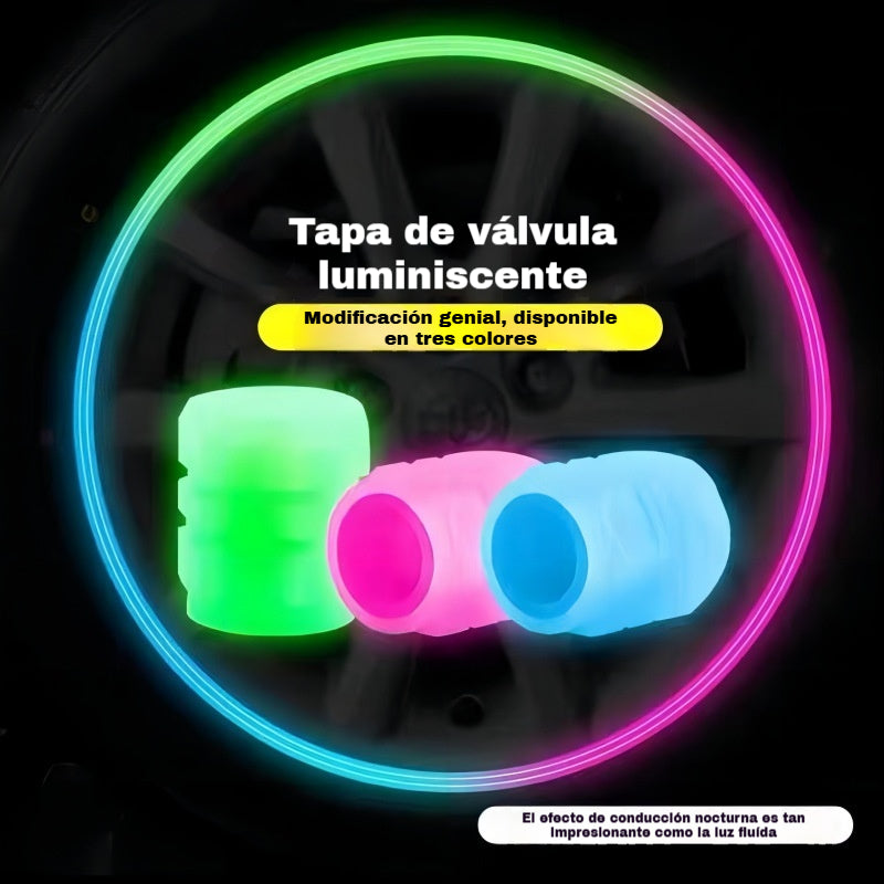 Tapas de válvulas luminosas para automóviles, vehículos eléctricos, motocicletas, bicicletas, camiones y neumáticos; tapas de válvulas reflectantes súper brillantes.