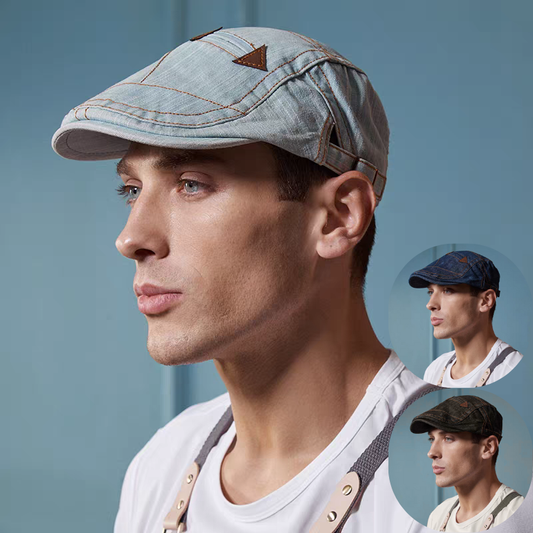 ⏰Oferta por tiempo limitado:😎Boina de mezclilla para hombre Gorra con visera Retro Sombrero informal