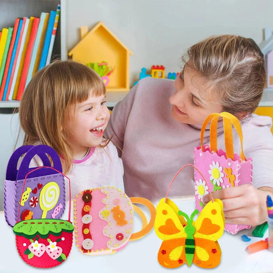 【8 piezas】Bolsos infantiles hechos a mano no tejidos DIY, el mejor regalo para los niños