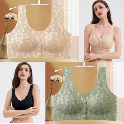 💖💖😍😍【49% de descuento】【Paquete de 2】Sujetador sin aros para mujer, cierre frontal ❤️【40-100 kg】