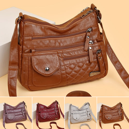 🔥Bolso de cuero suave de gran capacidad y múltiples capas para mujer