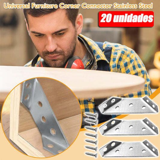 🛍️【20 unidades】🛠️🪑Conector de esquina universal para muebles de acero inoxidable